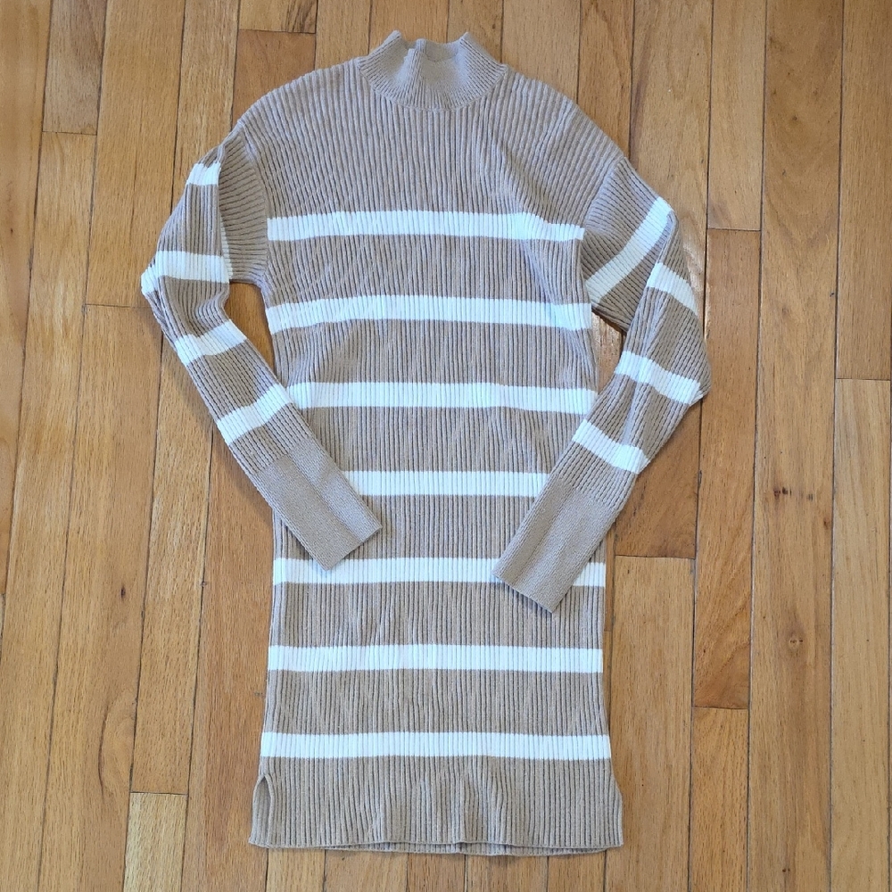 Abercrombie & Fitch Tan and White Striped Dress
